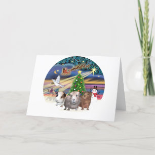 Cartes Pour Fêtes Annuelles Magie de Noël - 3 Cochons d'Inde