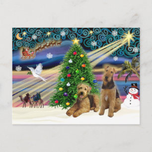 Cartes Pour Fêtes Annuelles Magie de Noël - Deux Airedales