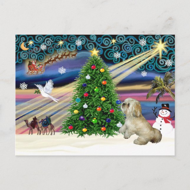 Cartes Pour Fêtes Annuelles Magie de Noël Lhasa Apso 7 (Devant)