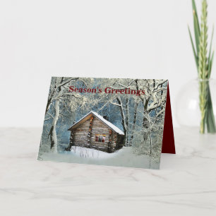 Cartes Pour Fêtes Annuelles Magie hivernale Rustique Cabine de billes