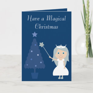 Cartes Pour Fêtes Annuelles Magique Fairy Princess & Tree Blue Card