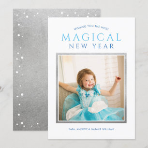 Cartes Pour Fêtes Annuelles Magique Nouvel An Souhaits Bleu Silver Photo