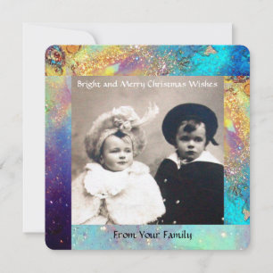 Cartes Pour Fêtes Annuelles MAGIQUE PAPILLON PLANTE OR BLEU ÉTINCELLES Noël