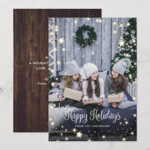 Cartes Pour Fêtes Annuelles Magique Rustique Stages de neige en bois Photo Car