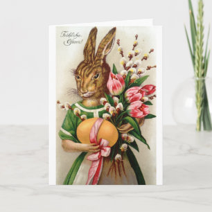 Cartes Pour Fêtes Annuelles Magnifique Dame de Pâques Bunny Willows habillé