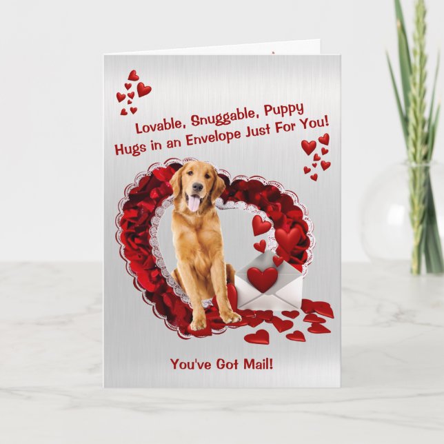 Cartes Pour Fêtes Annuelles Magnifique Golden Retriever - You have Mail! (Devant)