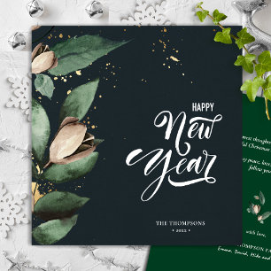 Cartes Pour Fêtes Annuelles Magnolia Gold Confetti   Joyeux Carré du nouvel an
