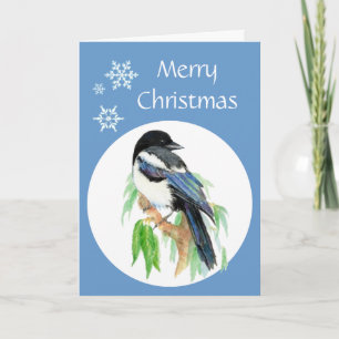 Cartes Pour Fêtes Annuelles Magpie de Noël, Jardin, Oiseau, Nature Salutations