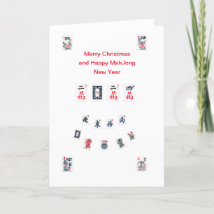 Cartes Pour Fêtes Annuelles Mahjong mosaïques symboles design pour Noël