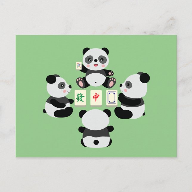 Cartes Pour Fêtes Annuelles Mahjong Panda Cute Funny (Devant)