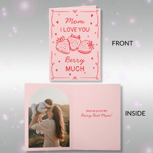 Cartes Pour Fêtes Annuelles Main Dessinée Fraise Je T'Aime Maman Fête des Mère
