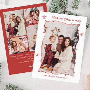Cartes Pour Fêtes Annuelles Main funky tiré Whimsical Retro Noël 5 Photo
