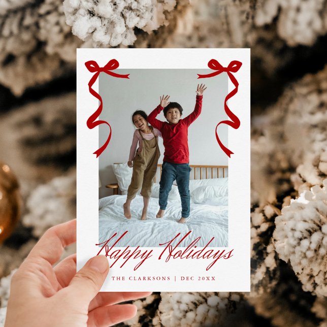 Cartes Pour Fêtes Annuelles Main Rouge Fête Tirée Bows (Créateur téléchargé)