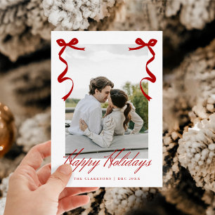 Cartes Pour Fêtes Annuelles Main Rouge Fête Tirée Bows