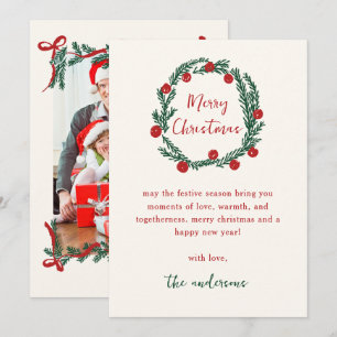 Cartes Pour Fêtes Annuelles Main rouge verte tirée Joyeux Noël Photo