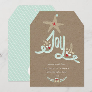 Cartes Pour Fêtes Annuelles Main Rustique Tirée Bleu Joie Calligraphie Foliage
