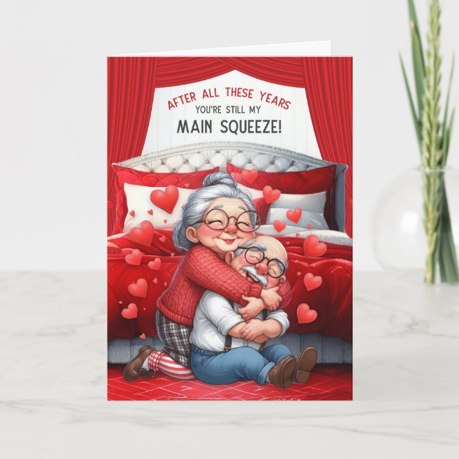 Cartes Pour Fêtes Annuelles Main Squeeze Cute Senior Couple Valentine's Day (Devant)