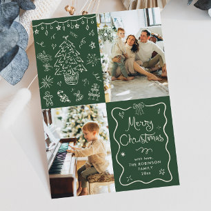 Cartes Pour Fêtes Annuelles Main verte foncée tirée Joyeux Noël 2 Photo