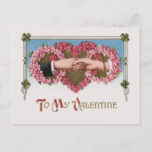 Cartes Pour Fêtes Annuelles Main vintage Valentine et Coeurs floraux