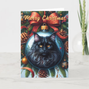 Cartes Pour Fêtes Annuelles Maine Coon Black Cat Christmas Card
