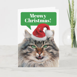 Cartes Pour Fêtes Annuelles Maine Coon Cat - Meowy Christmas Happy Mew Year
