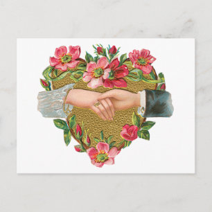 Cartes Pour Fêtes Annuelles Mains aux fleurs, Vintage Saint Valentin victorien