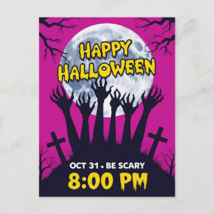 Cartes Pour Fêtes Annuelles Mains de Zombie Effrayantes Halloween Pleine Lune