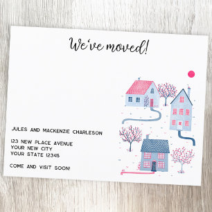 Cartes Pour Fêtes Annuelles Maison aquarelle Changement d'adresse