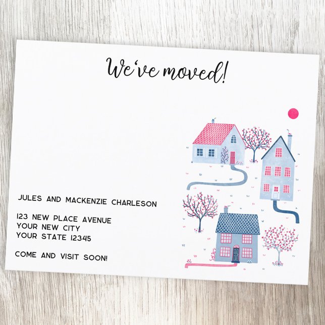 Cartes Pour Fêtes Annuelles Maison aquarelle Changement d'adresse (Watercolor house personalized moving home change of address announcement postcard)