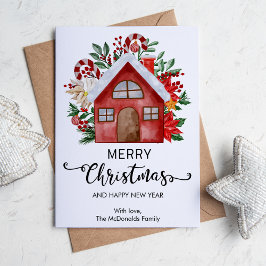 Cartes Pour Fêtes Annuelles Maison Colorée Mignonne Noël Plat