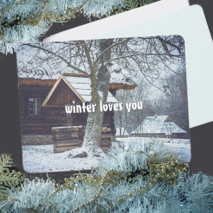 Cartes Pour Fêtes Annuelles Maison de campagne dans la neige