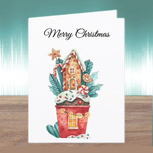 Cartes Pour Fêtes Annuelles Maison de Douceurs Magiques de Noël Personnalisée