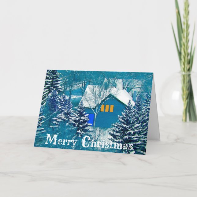 Cartes Pour Fêtes Annuelles Maison de Noël à Woods (Devant)