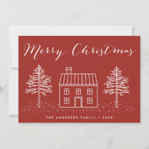 Cartes Pour Fêtes Annuelles Maison de Noël rustique Joyeux et lumières