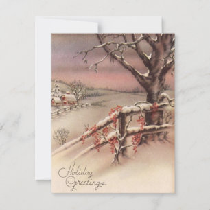 Cartes Pour Fêtes Annuelles Maison De Noël Vintage En Neige