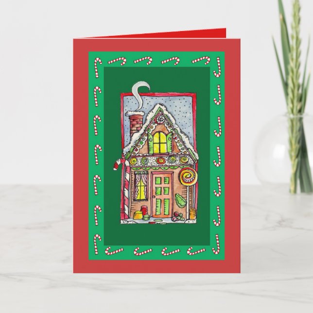 Cartes Pour Fêtes Annuelles Maison de pain d'épices (Devant)