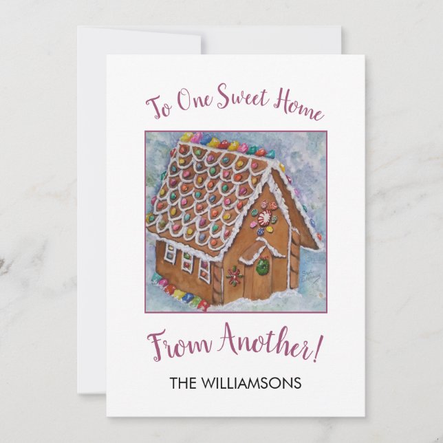 Cartes Pour Fêtes Annuelles Maison de pain d'épices sucré (Devant)