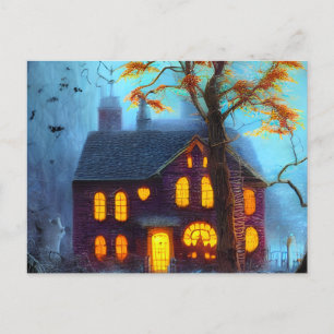 Cartes Pour Fêtes Annuelles Maison déplaisante au bord d'un cimetière Hallowee