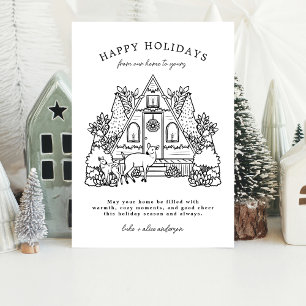 Cartes Pour Fêtes Annuelles Maison d'hiver avec voisin de cerf