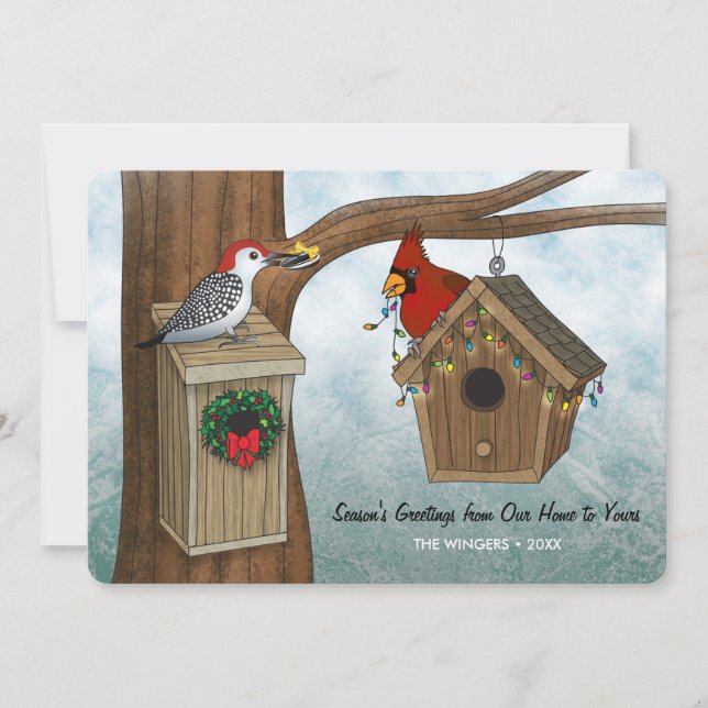 Cartes Pour Fêtes Annuelles Maison d'oiseau pour les fêtes (Devant)