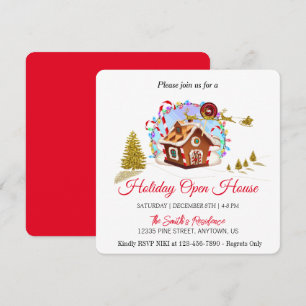 Cartes Pour Fêtes Annuelles Maison en pain d'épice et Père Noël doré Vacances