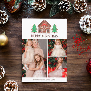 Cartes Pour Fêtes Annuelles Maison en pain d'épice Joyeux Noël Photo Collage