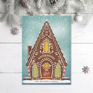 Cartes Pour Fêtes Annuelles Maison en pain d'épice neige Illustration de vacan