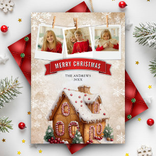 Cartes Pour Fêtes Annuelles Maison en pain d'épice photo aquarelle Noël