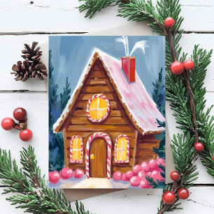 Cartes Pour Fêtes Annuelles Maison en pain d'épice rose Noël