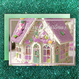 Cartes Pour Fêtes Annuelles Maison en pain d'épice verte