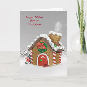 Cartes Pour Fêtes Annuelles Maison en pain d'épices de Noël avec nom