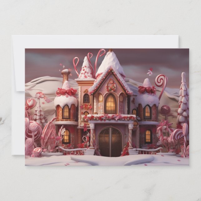 Cartes Pour Fêtes Annuelles Maison en pain d'épices fantastique avec bonbons 3 (Devant)