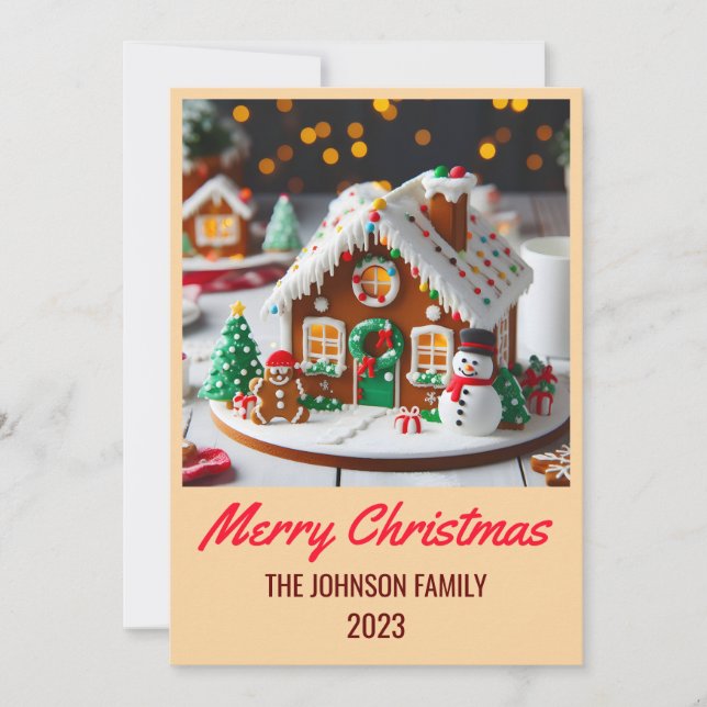 Cartes Pour Fêtes Annuelles Maison en pain d'épices - Joyeux Noël (Devant)