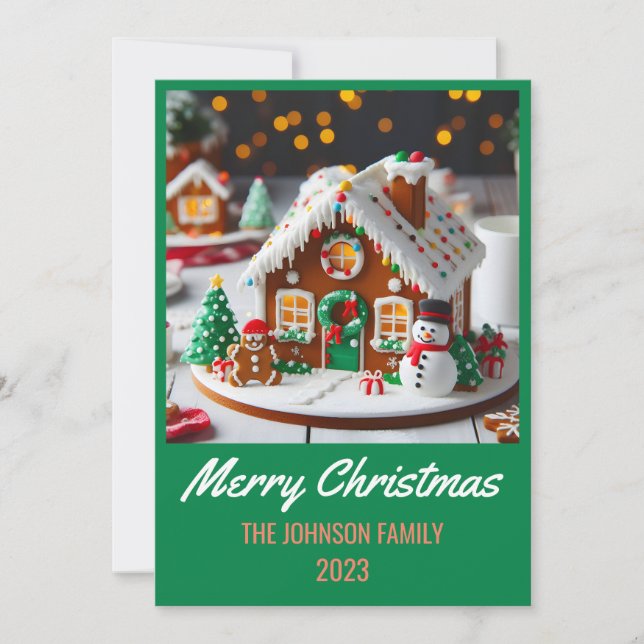 Cartes Pour Fêtes Annuelles Maison en pain d'épices - Joyeux Noël (Devant)